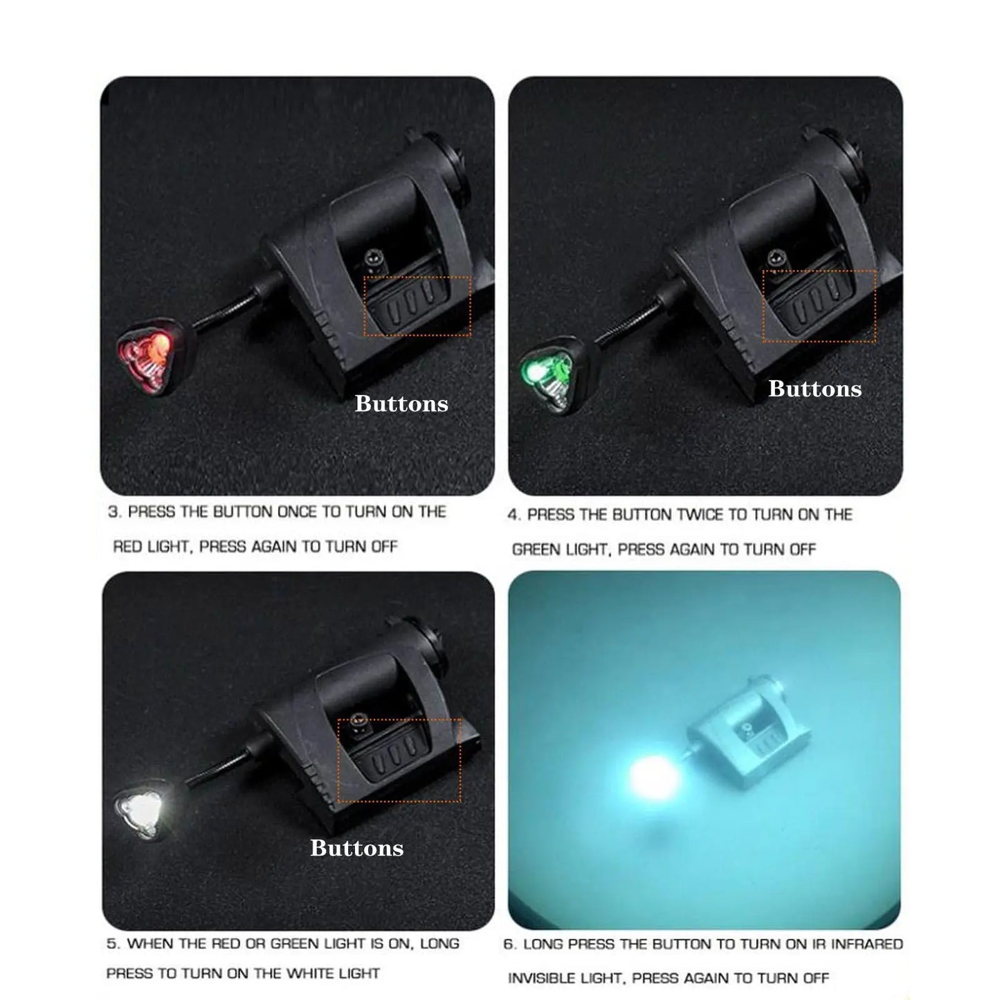 Tactical Helmet Light Military with LED Task Lamp Survival Signal Light for Fast Mich Helmet for Outdoor Sports Hunting Fishing