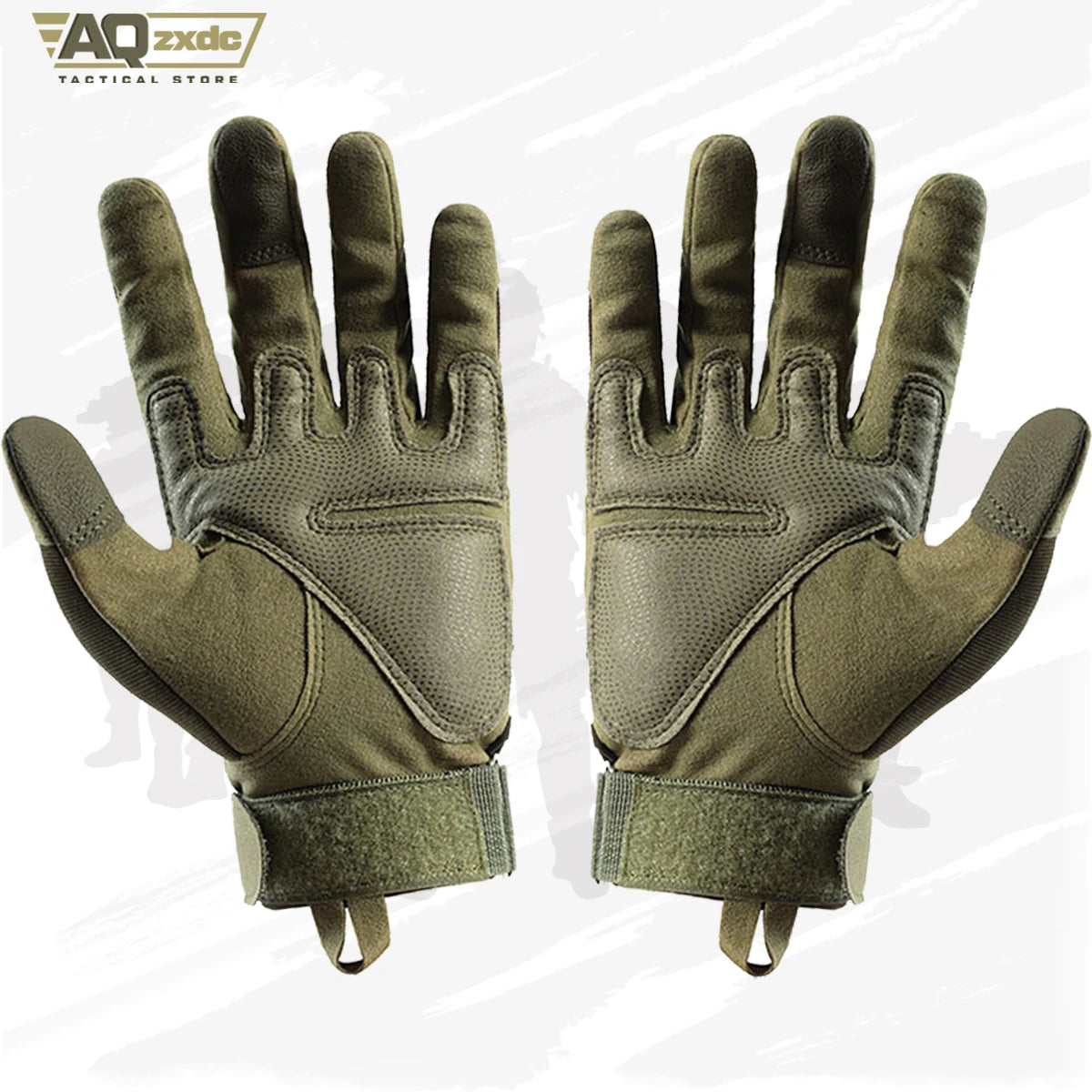 Men'S Outdoor Full Finger Gloves with Glove Buckle & Knuckle Protection Tactical Assault Training Gloves for Riding, Hunting