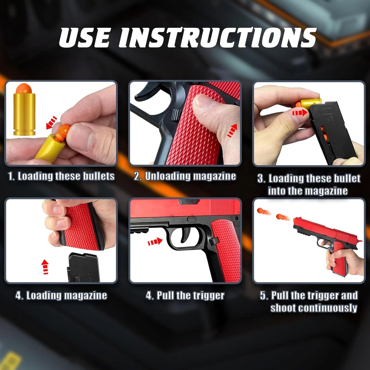 M1911 Shell Throwing Pistol Continuous Firing Airsoft Blowback Empty Hanging Toy Gun Outdoor CS Weapon for Boys Adult