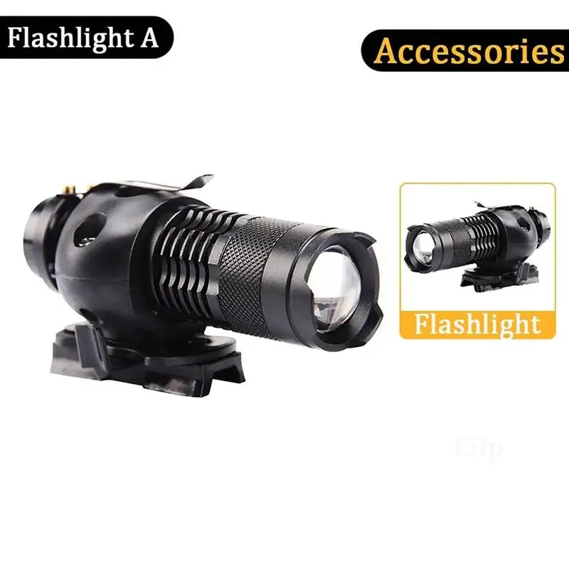 AQzxdc Tactical Flashlight Set Adjustable Helmet Visor with Airsoft Helmet and Helmet Cover for Paintball BBS Gun Shooting Game