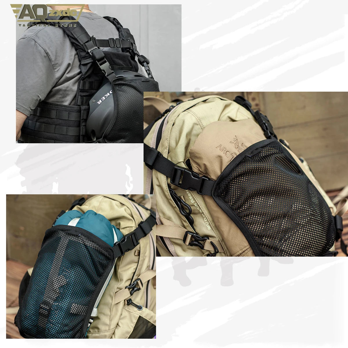 AQzxdc Tactical Helmet Mesh Cover - Outdoor Leisure Backpack Helmet Net Bbag Accessories for Helmet External Mount