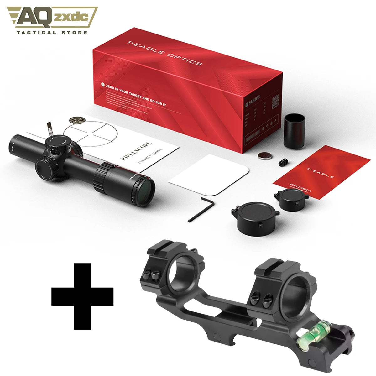 Tactical 1.2-6x24 Scope with 25mm Scope Bracket IR Portable Outdoor Hunting Telescope for Airgun Hunting Paintball Accessories