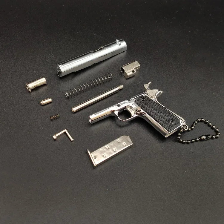 1:3 Alloy M1911 Pistol Model Miniature Detachable Toy Gun Keychain Backpack Pendant Decoration Gift For Boys Adult