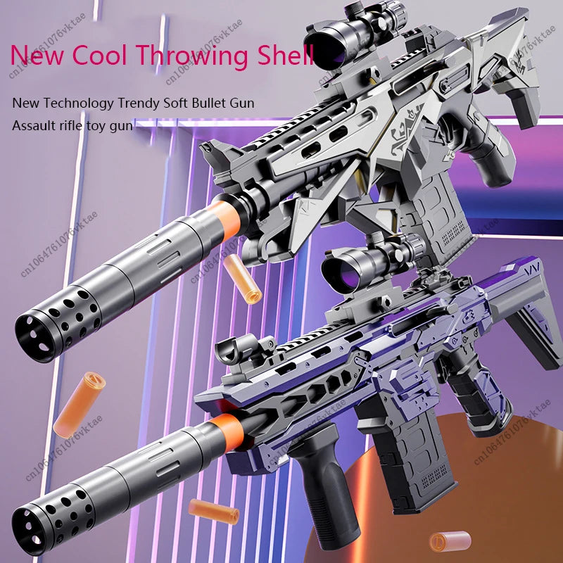 Manual loading simulation, disposable shell soft shell gun, pulsar assault rifle, children's toy gun, educational model