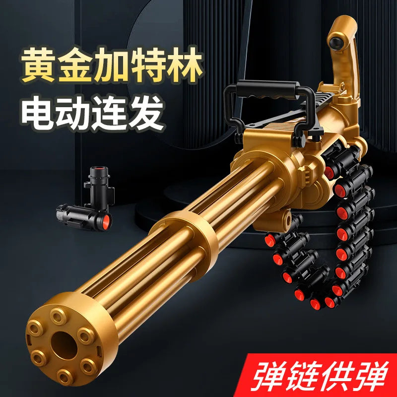 Golden Gatling Electric Chain Soft Bullet Gun Children's Shell Throwing Heavy Machine Gun Mechanism Toy Gun