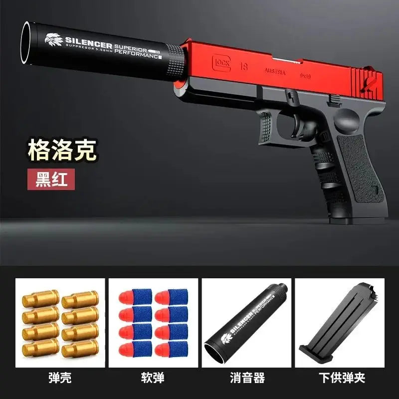 G17 Soft Bullet Toy Gun Shell Ejection Foam Darts Pistol Desert Eagle Airsoft Gun With Silencer For Kid Adult