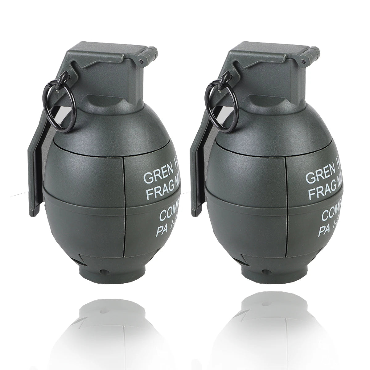 2 Pcs Tactical Grenade Model Toy, M67 Burst Grenade, Military Smoke Grenade Model, for Airsoft Paintball Hunting CS War Game