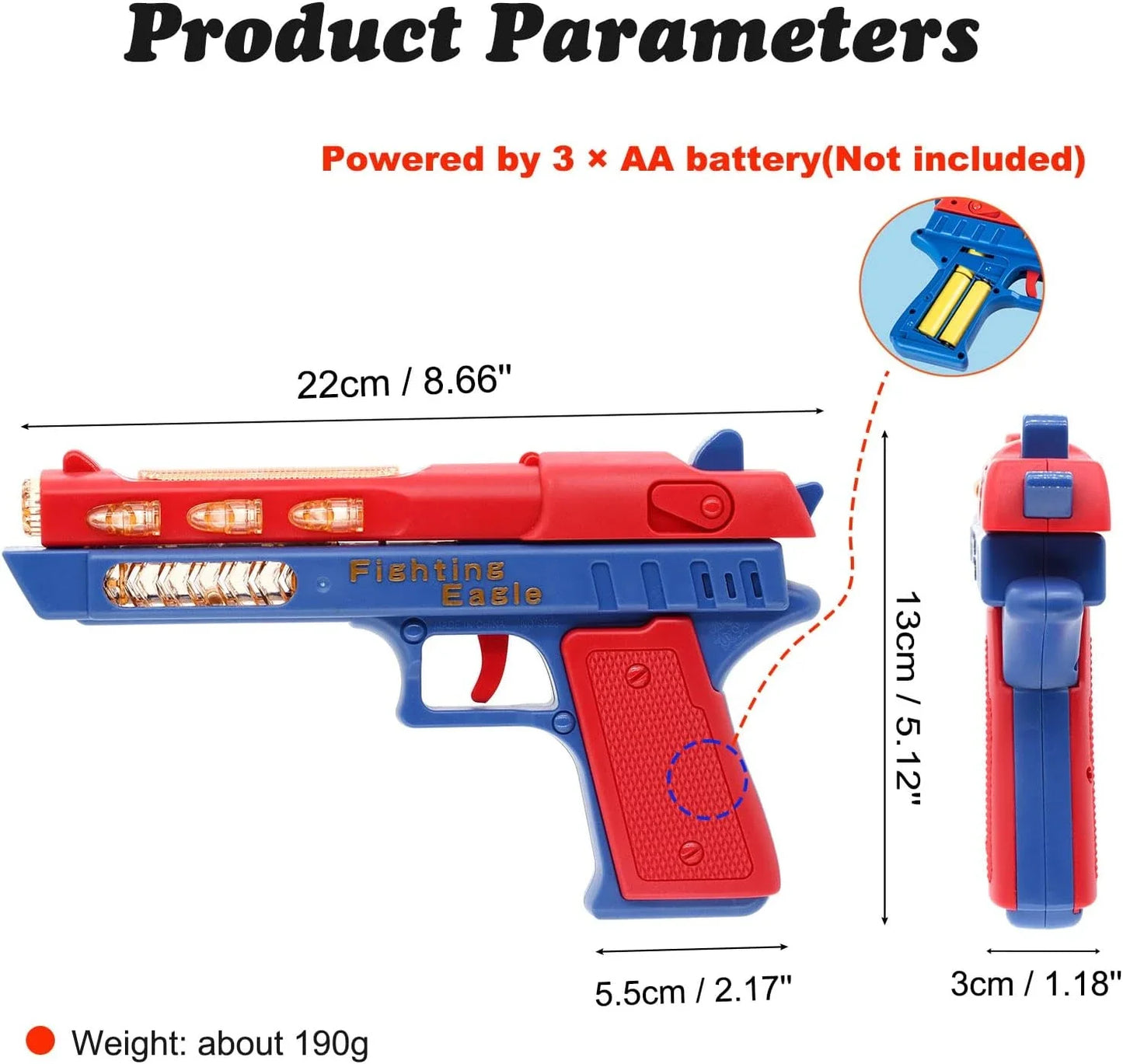 Electric Light Up Pistol Toy Hand Gun Toys with Dazzling LEDs Light Fighting Sound Unique Telescopic Action Pistol for Kids Gift