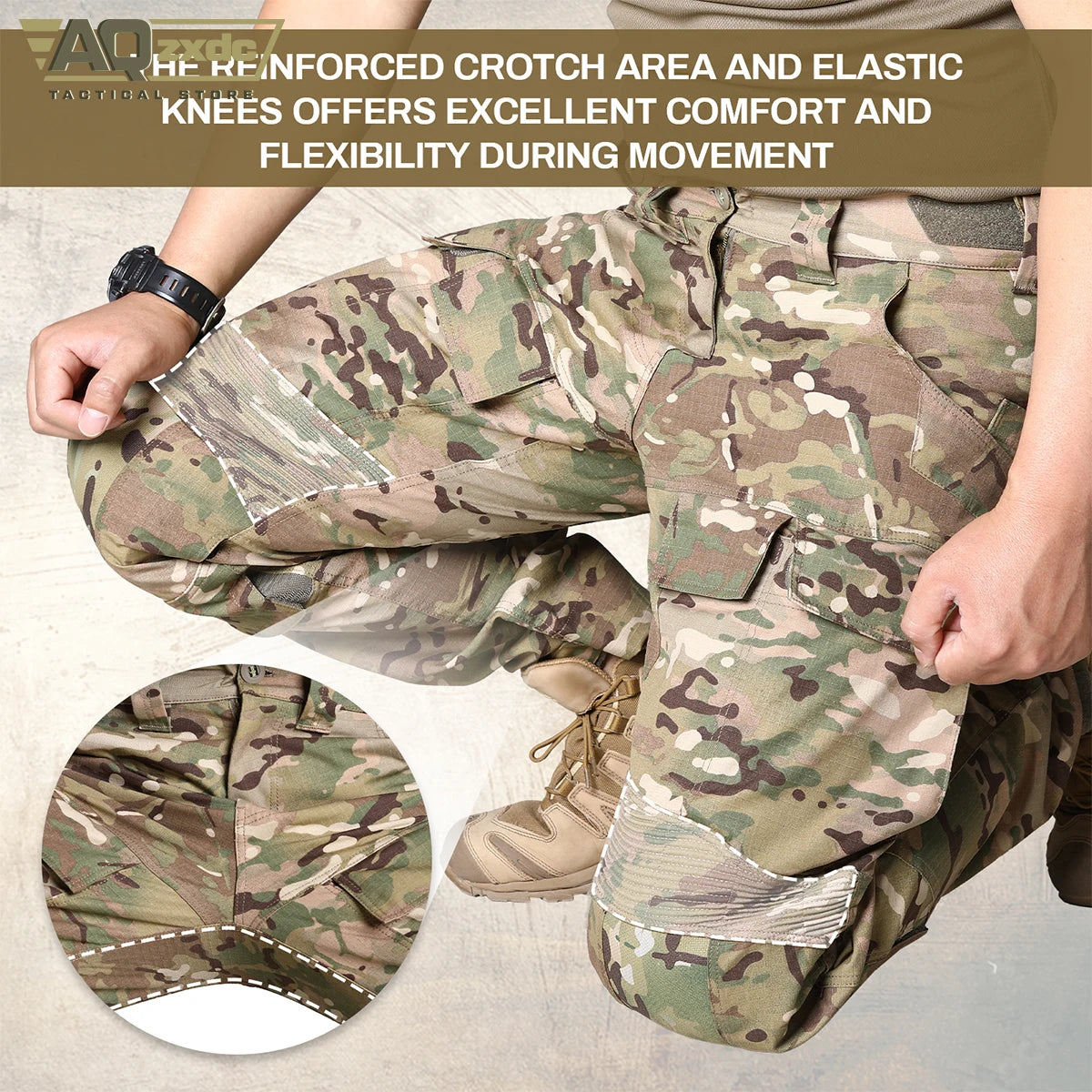 AQzxdc PTG Tactical Clothing G3 Knee Pads Pants Men's Camo Combat Paintball Removable Knee Pads Outdoor Activities Pant