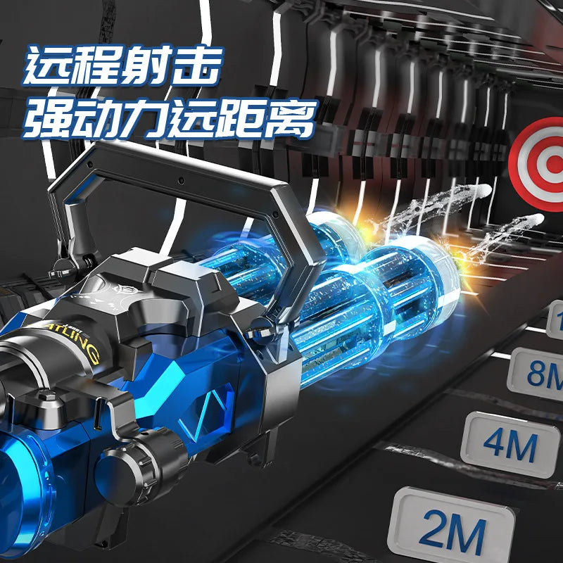 Children's summer water fight toys, electric rotating and firing Gatling water cannon toys, long-range, large-capacity, high-pre