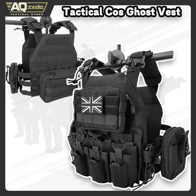 AQzxdc Outdoor Tactical Vest Ghost Cos Comic Exhibition Props Equipment Breathable JPC Multifunctional Vest for Wargame Cosplay