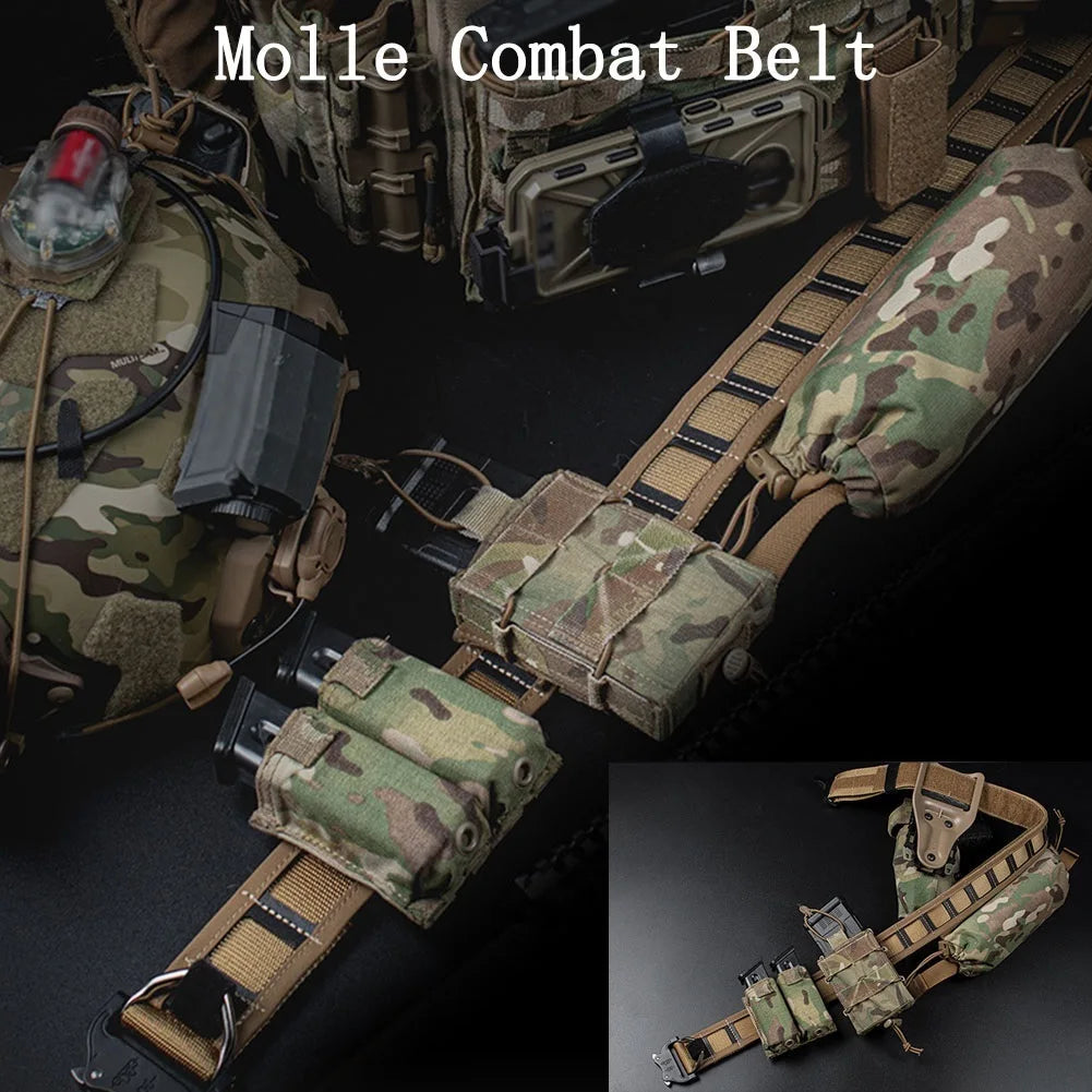 Tactical Battle Belt with 9/5.56mm Mag Pouch, P320 Holster, Ifak Medical Pouch Tactical Utility Duty Molle Belt Airsoft Belt Set
