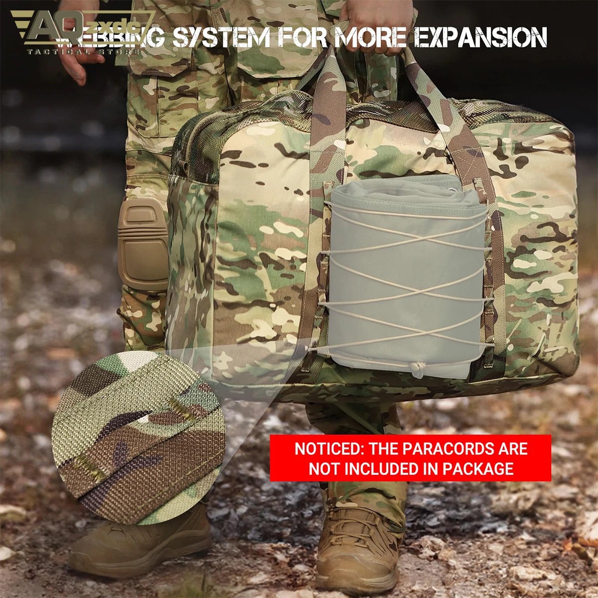 Airsoft Gear Duffle Bag 52L Heavy Duty Extra Large Duffle Bag PTG Backpack Outdoor Camping Large Storage Bag Tactical Travel Bag