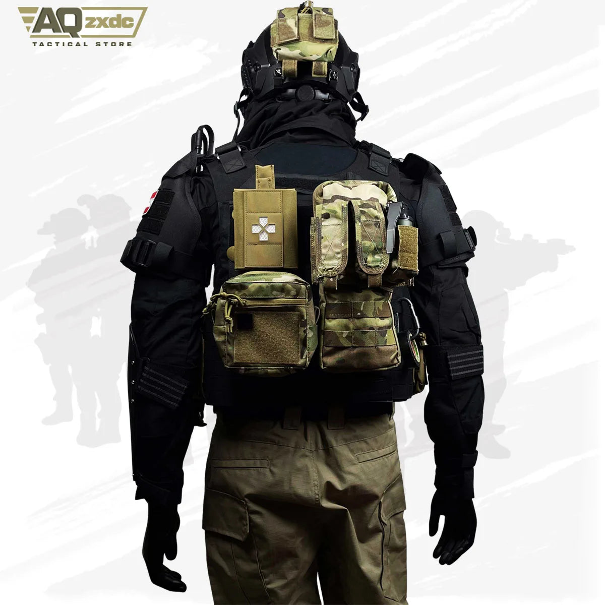 AQzxdc Tactical Cod Koenig Full Set of Restored Tactical Gear, Call of Duty 19 Koing Helmet Vest Pants for Airsoft Cosplay Game