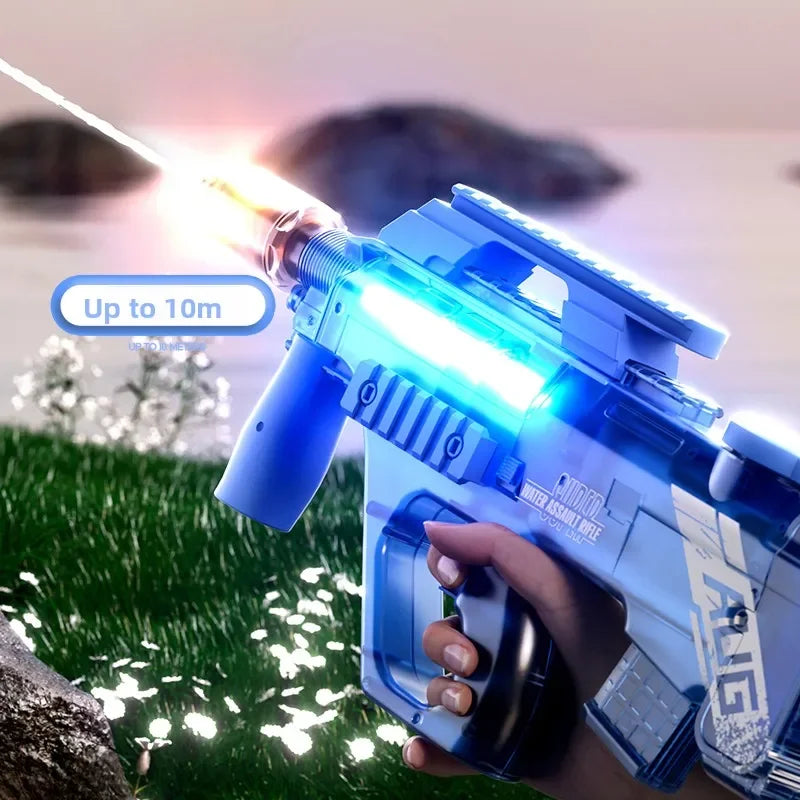 P90 AUG Continuous Firing Electric Water Gun Light Flashing Pistol Summer Outdoor Pool Spray Water Fights Gun for Adults Kids