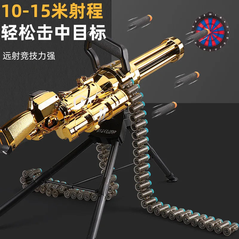 Children's gold Gatling electric soft bullet gun boy shell throwing toy gun hand self-contained machine gun