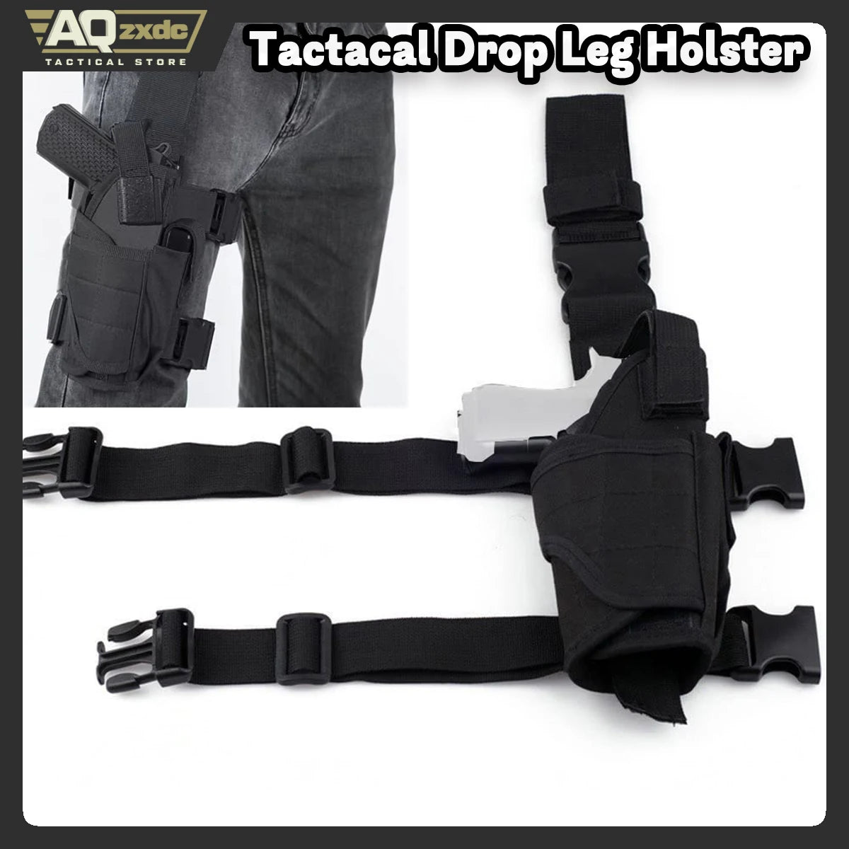 AQzxdc Drop Leg Holster Tactical Thigh Strap Holster Pistol Hip Airsoft Leg Gun Costume Harness Men Women