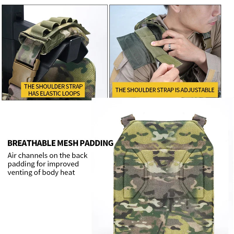 Airsoft Quick Release Camouflage Chaleco Tactical 1000D Outdoor Shooting Combat Tactical Armor Vest for Outdoor Paintball Game