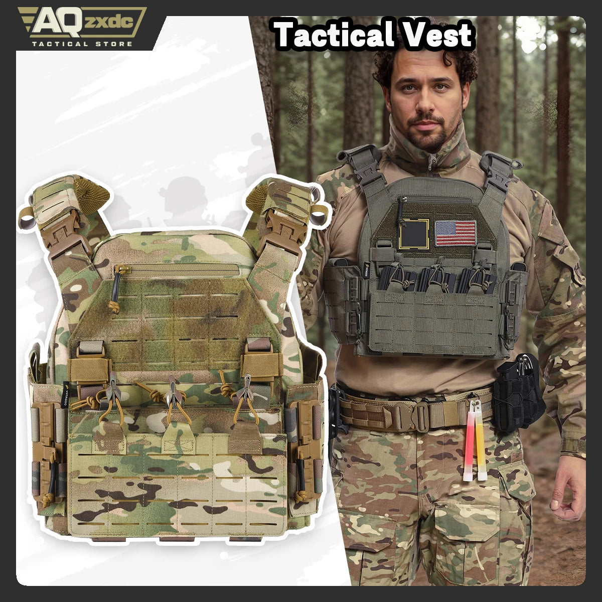 AQzxdc Tactical Equipment Fast Release Outdoor Training Chalecos Molle Combat Body Protection Plate Carrier Tactical Vest