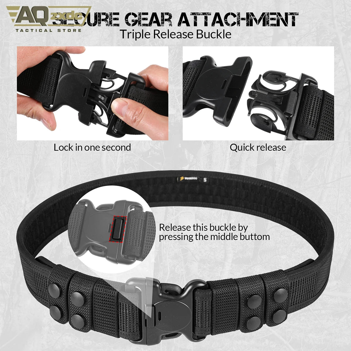 AQzxdc Duty Belt 2'' Police Belts with Hook Lining Nylon Tactical Belt for Law Enforcement Officers with 4 Belt Keeper