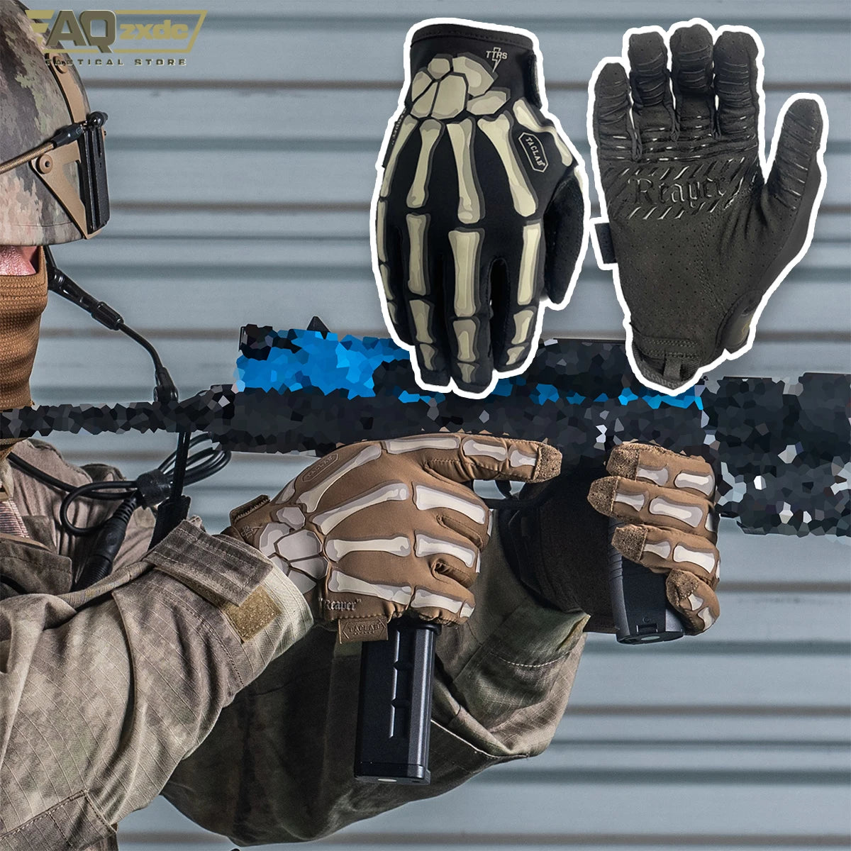 AQzxdc Cod Ghost Mask V2 Set - Tactical Head Mounted Headset - Ghost Gloves Airsoft COD Cosplay Airsoft Tactical Skull Full Mask