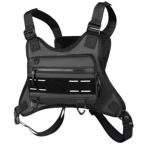 AQzxdc Sports Chest Bag, Adjustable Travel Chest Pack Tactical Breathable Running Vest Pouch for Hiking Hunting Cycling Fishing