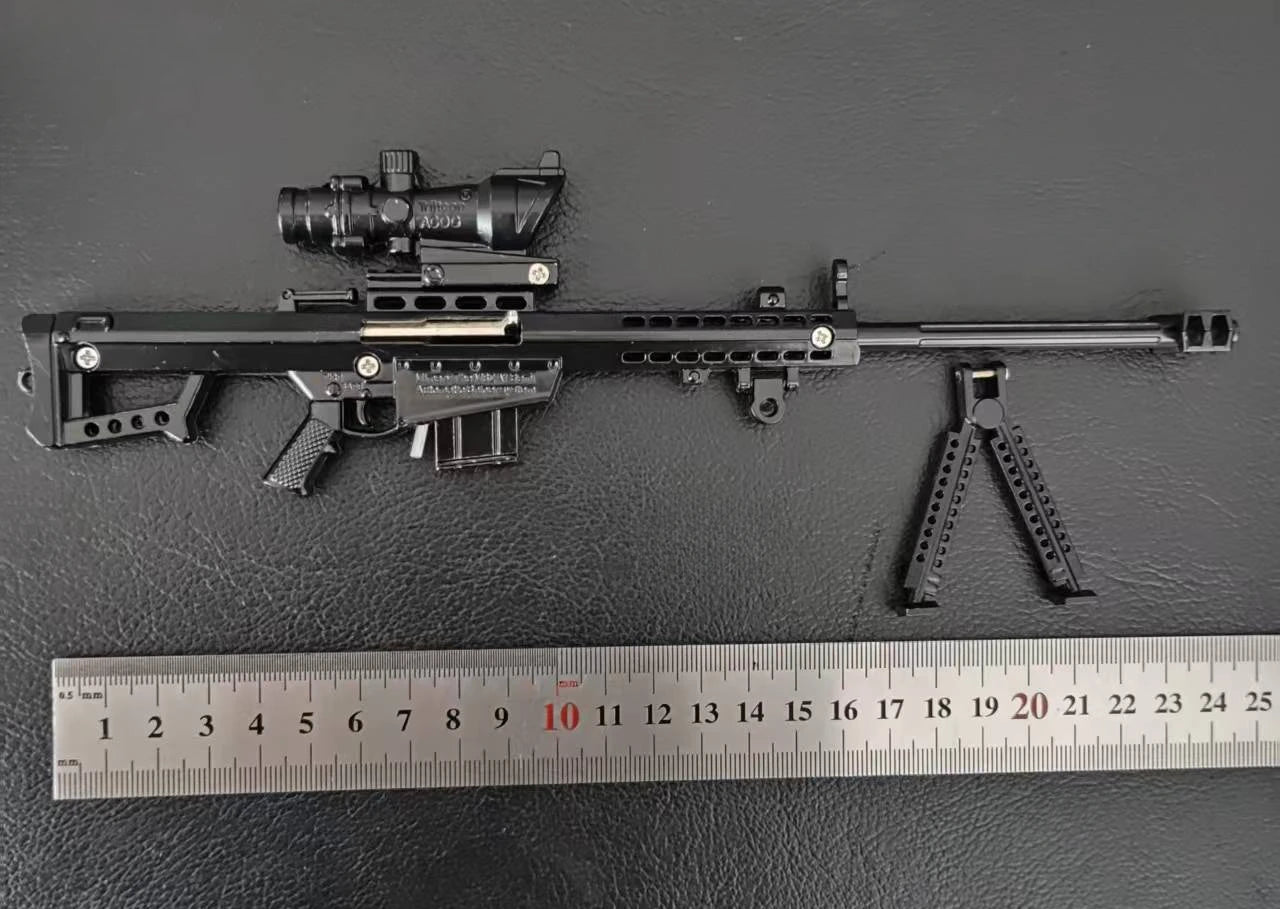Alloy Mini 30CM AK47 Pistol 24cm Barrett Rifle Model PUBG Jedi Toy Gun Fidget Toy Desktop Ornament for Boy Adults Chrismas Gift
