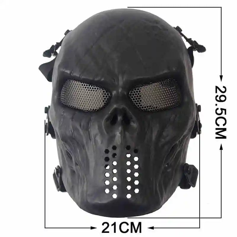 AQzxdc Airsoft Mask, Skull Full Face Mask for Halloween Airsoft CS Game Cosplay and Masquerade