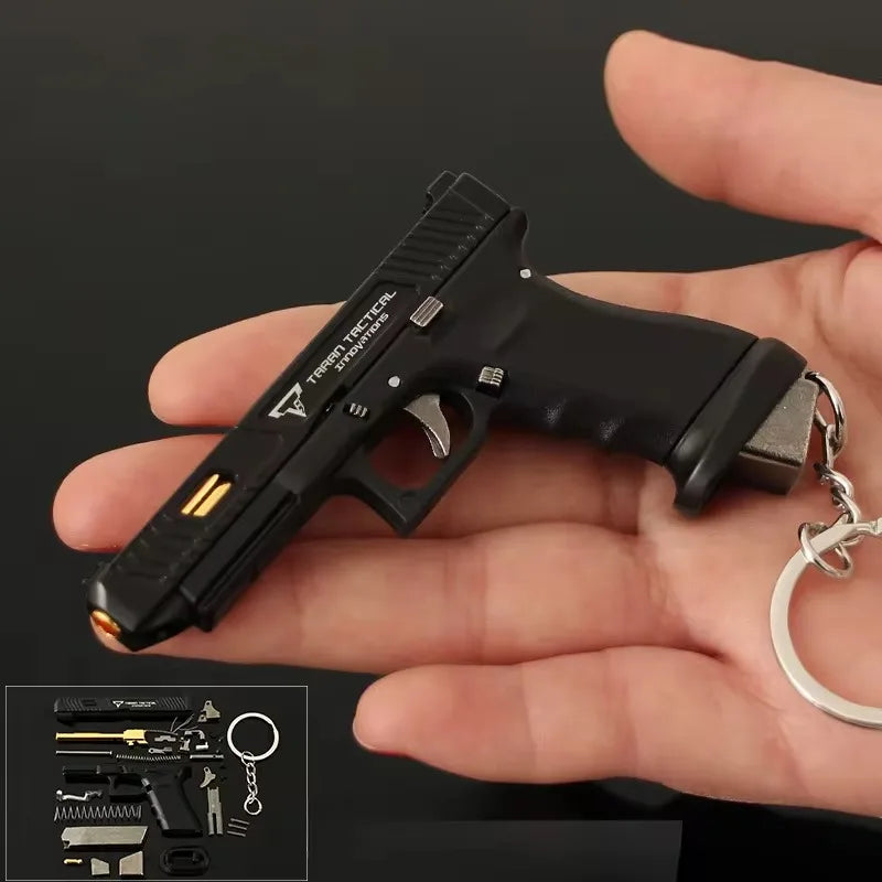 1:3 Miniature 92F Pistol Disassemble Toy Gun Weapon Model Alloy Keychain Craft Pendant Assemble Gun for adult children Gift