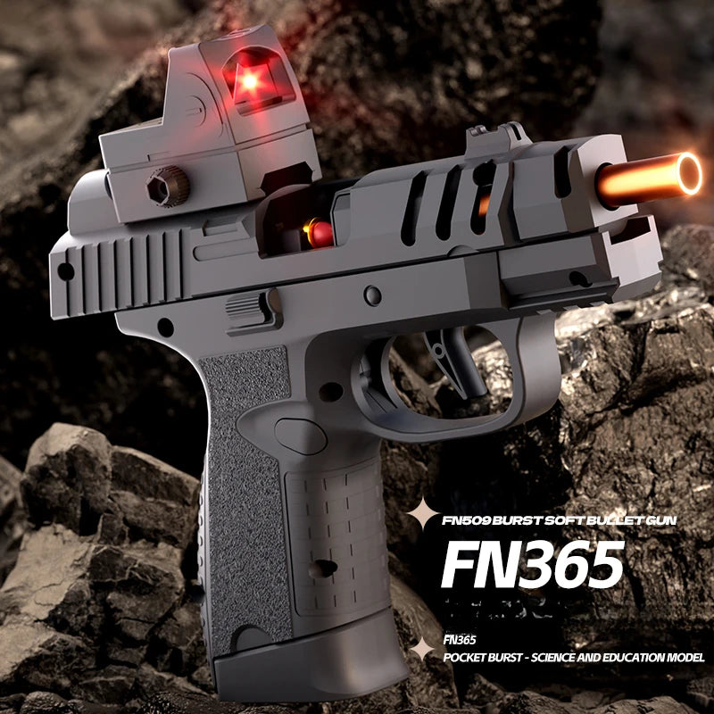 Auto Mini FN365 Black Toy GunContinuous Firing Shell Throwing Gun Model Soft Bullet Launcher BlowBack Airsoft Pistol for Kids