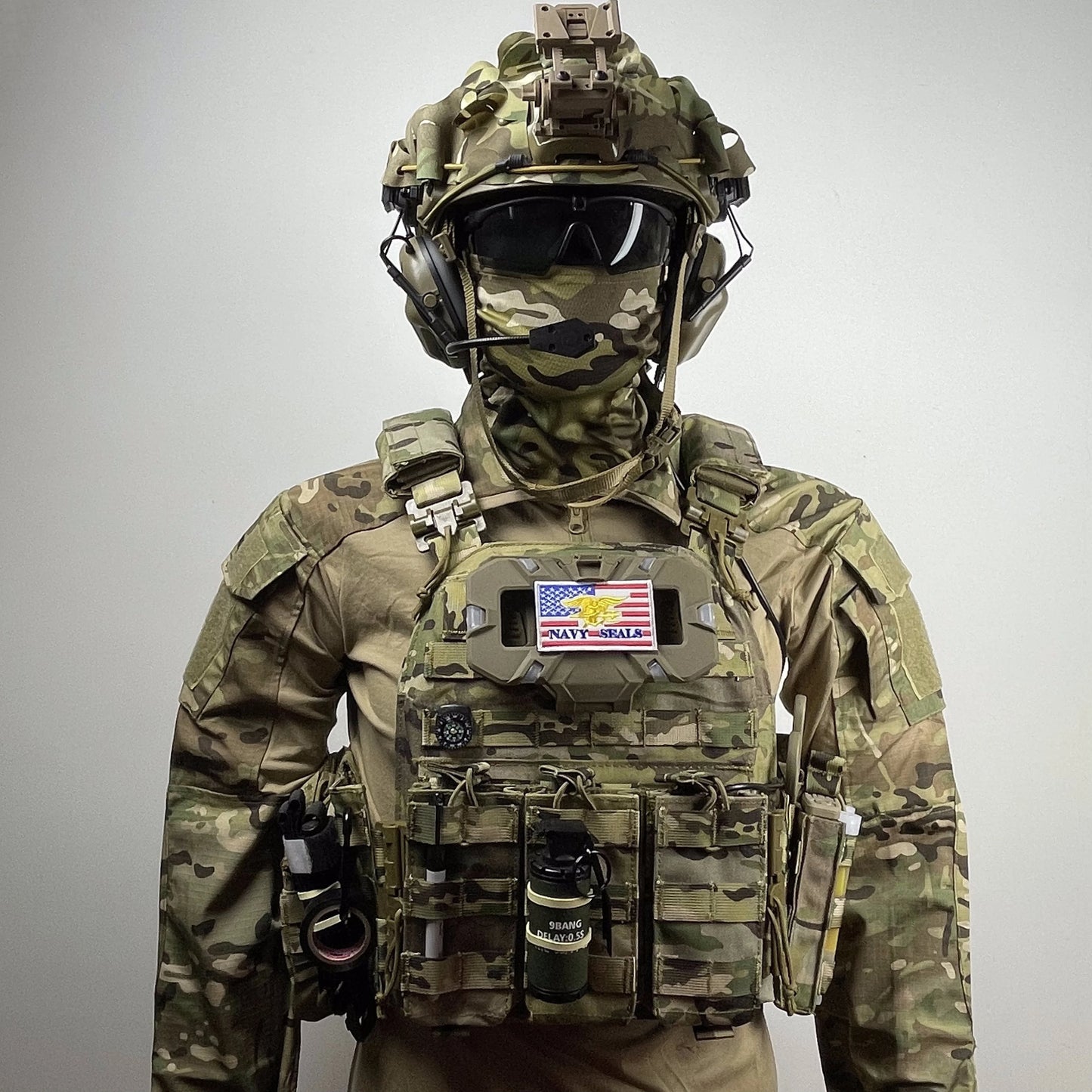 Tactical Helmet Camouflage Cloth Set, with Camouflage Cloth & Airsoft Earphone & Night Vision Mount G24 for Hunting Paintball
