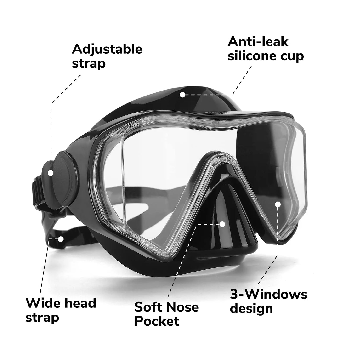 Scuba Diving Mask, Professional Snorkeling Mask Gear, Snorkel Goggles, Anti Leakage Scuba Mask, Swimming Goggles Mask for Adults