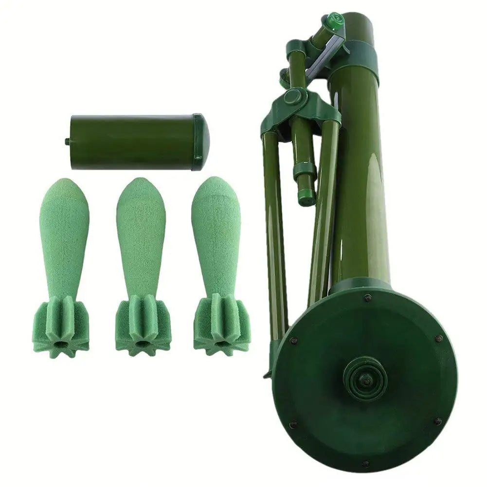 Tactical Toy Set, 60 mm Tactical Mortar with Sponge Safety Pistol, Interesting Shooting Toy, Green 58.4 cm Airsoft Grenade Model