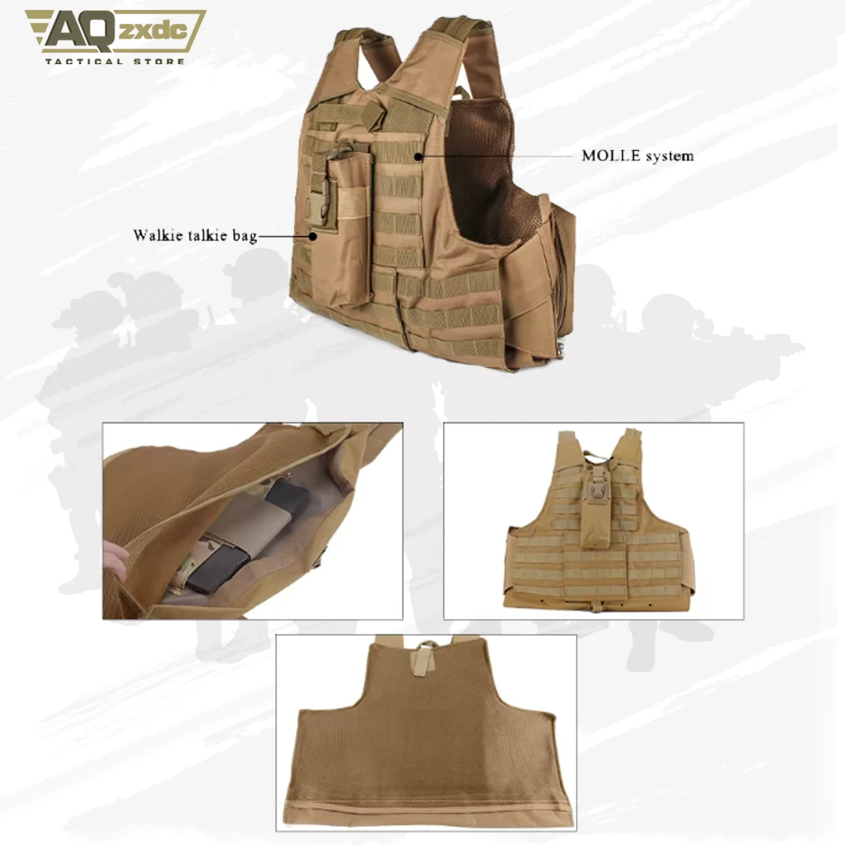 AQzxdc Outdoor Tactical Vest Molle Training Chalecos Tactico Combat Camouflage Plate Carrier Vest for Airsoft Paintball War Game