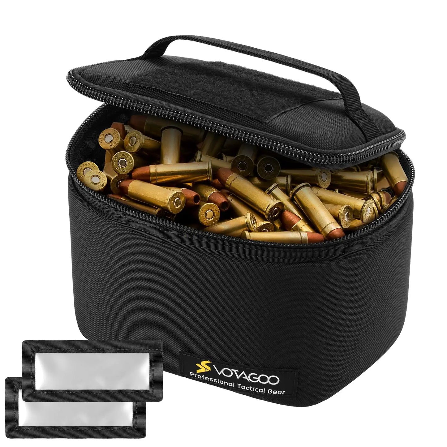 Tactical Ammo Bag, Detachable Inner Space Ammunition Carrier Pouch with ID Patches Ammos Transportation Bag for Pistol Rifle