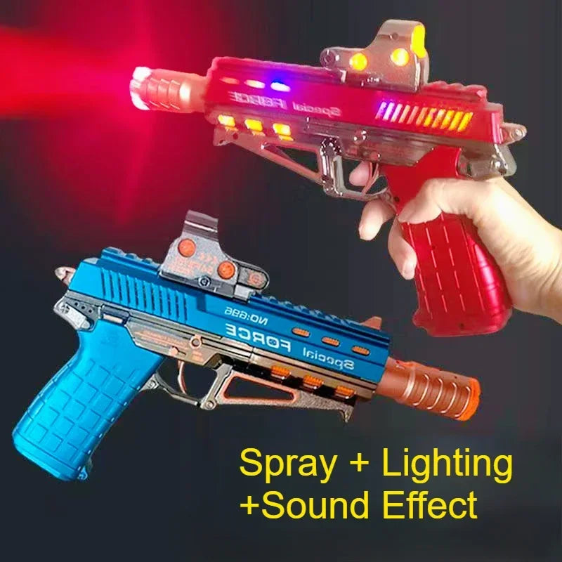 Spraying Gun Electric Gatling Gun Light Up Pistol Toy Unique Toys with LEDs Light Fighting Sound Pistol for Kids Gift