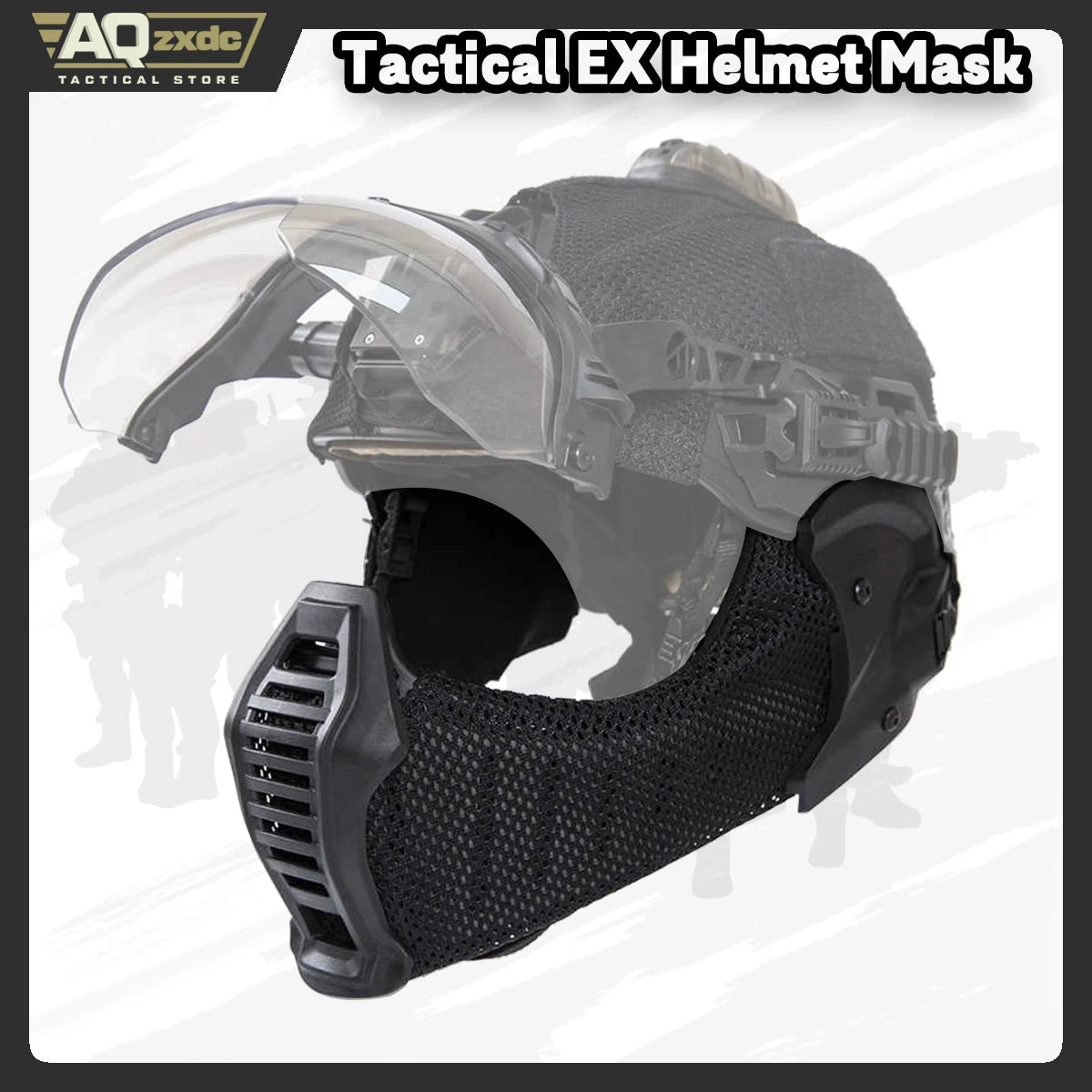 AQzxdc Outdoor EX Helmet Special Mask Ear Face All-Terrain Mask Ear and Face Protection One Half Face Protection CS Field