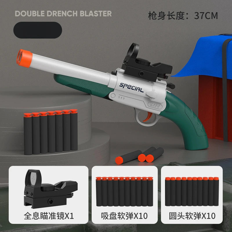 S686 Double Barreled Rifle Long Toy Gun Airsoft Launcher Dual Soft Bullets Outdoor Sports Game Shot Gun Weapon for Kids Gift