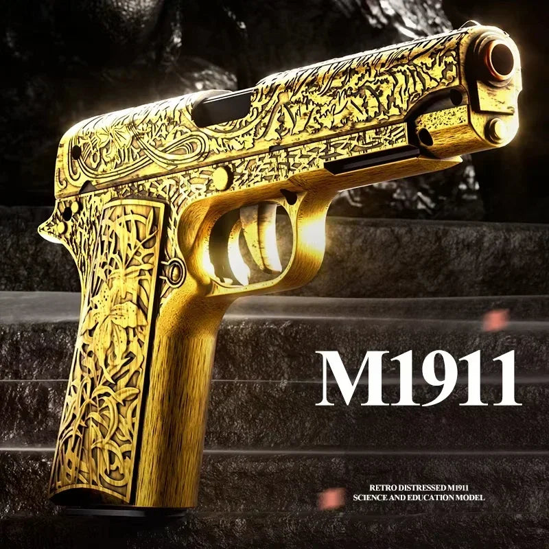 Shell Throwing Pistol Carving 1911 Continuous Firing Airsoft Blowback Empty Hanging Toy Gun Outdoor CS Weapon for Boys Adult