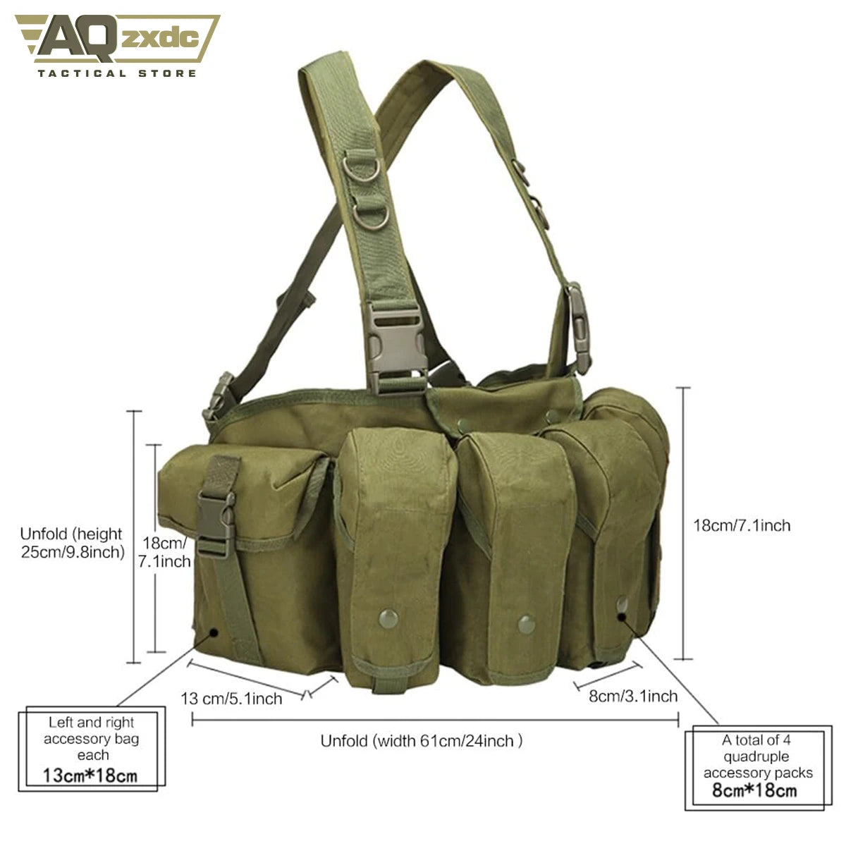 AQzxdc Outdoor Tactical Vest Lightweight Quick Release Combat Training Tactical Chest Hanger Tactical Magazine Bag for Hunting