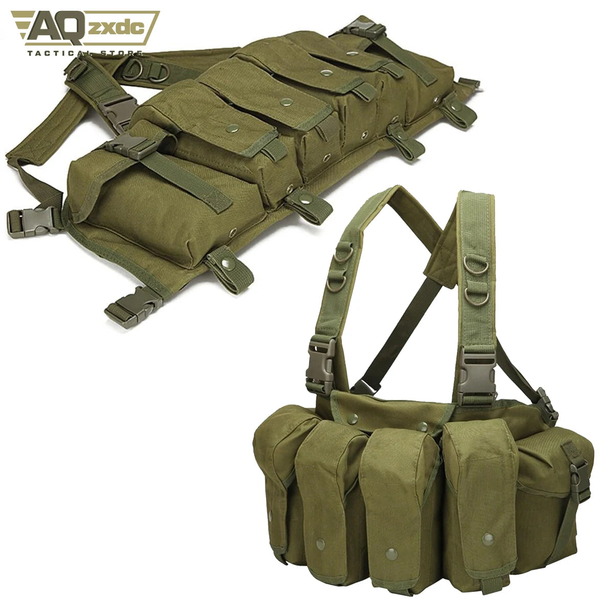 AQzxdc Outdoor Tactical Vest Lightweight Quick Release Combat Training Tactical Chest Hanger Tactical Magazine Bag for Hunting