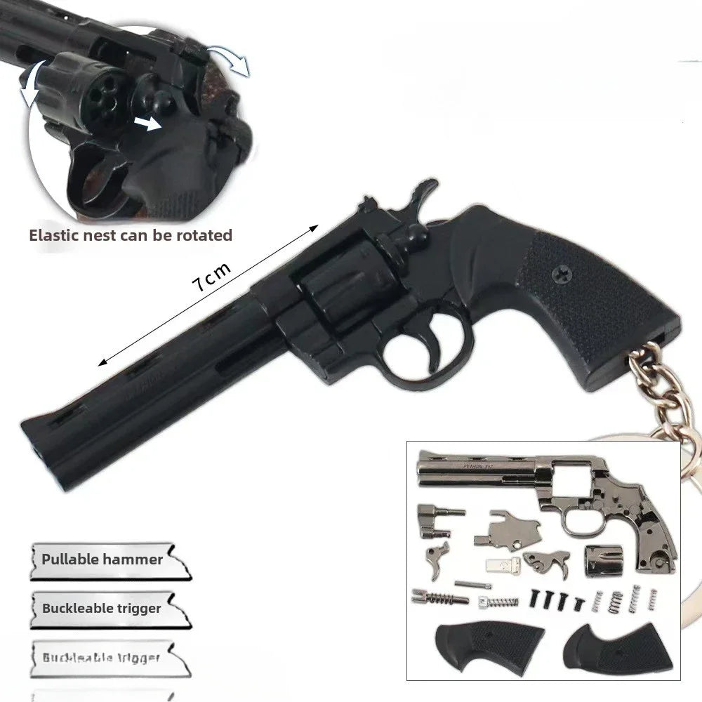 1:3 Miniature Revolver Pistol Desert Eagle Model Detachable Alloy Toy Gun Keychain Pendant Ornaments For Adult Boys Gift