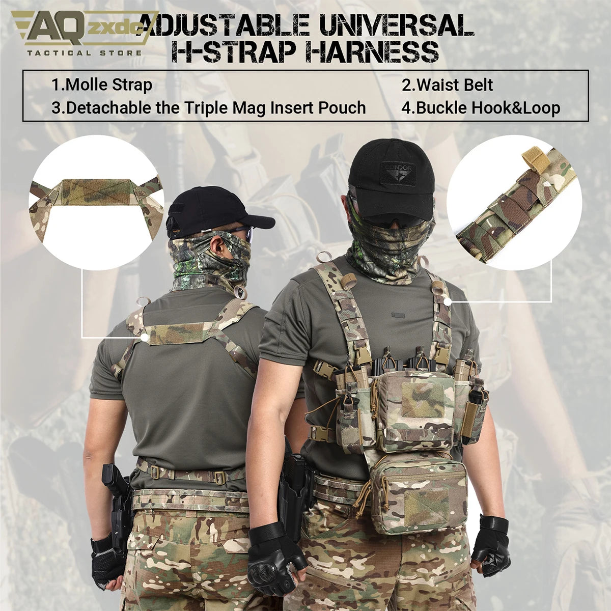 Tactical Chest Bag Full Set With Camouflage Quick-Release Bellyband And Protective Vest Mount PTG Tactical Chest Rig Vest Bag
