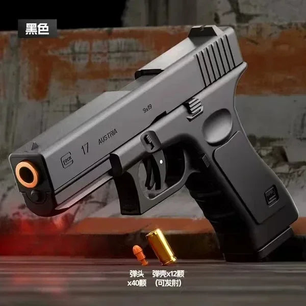 Dual-mode Shell Ejecting Black Gun G17 Pistol Laser Version Automatic Shooting Soft Bullet Toy Gun CS Outdoor Weapons for Kids