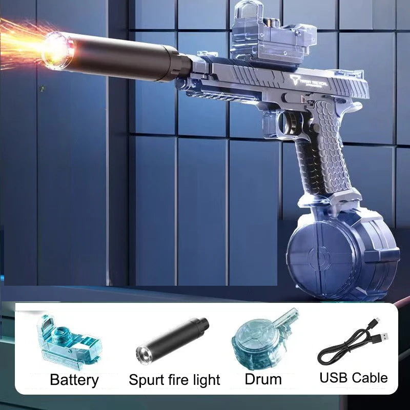 Electric Water Gun Cool Light Full Automatic Water Spray Gun Summer Toy Pistol Sports Entertainment Children Gifts