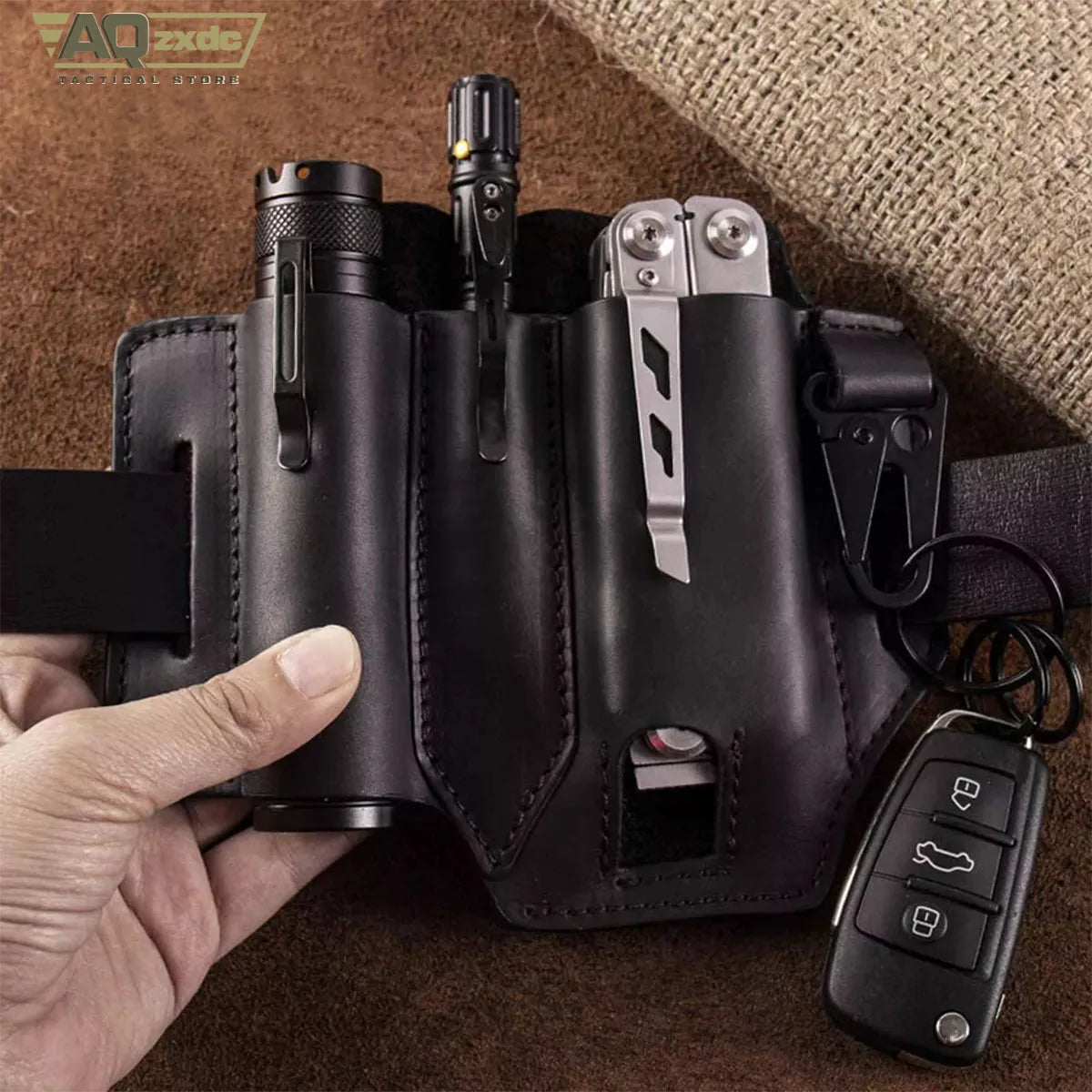 AQzxdc Outdoor Portable Convenient Compact Versatile Camping Tool Multitool Sheath With Pen Holster Tool Key Holder Flashlight