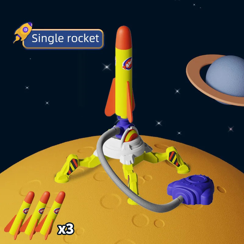 AQzxdc Children's rocket launcher outdoor pedal launcher small rocket luminous shell boy toy gift Foam Rocket Launcher Toy