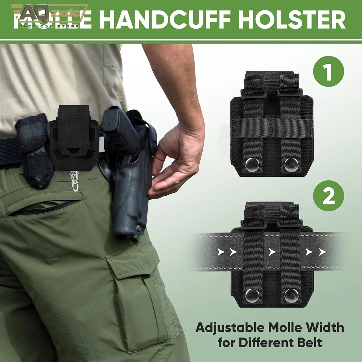 AQzxdc Police Handcuff Holster, MOLLE Handcuff Case fits Multiple Cuff, Handcuff Pouch for Duty Belt Tactical Vest Quick Release