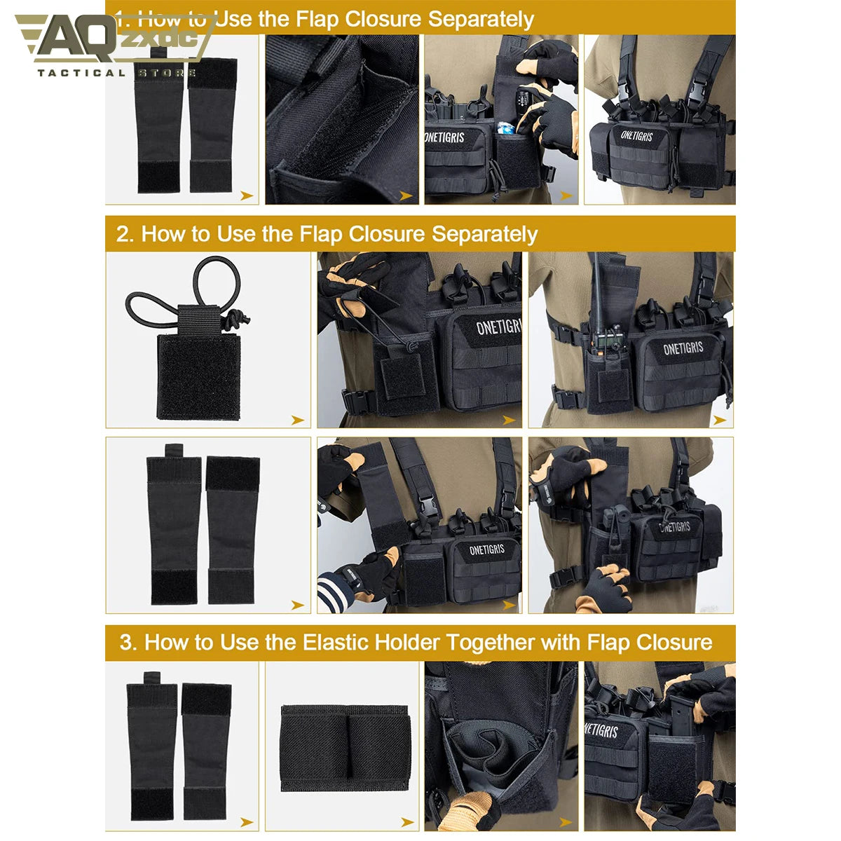 AQzxdc Tactical Chest Rig, MOLLE Chest Rigs Tactical Chest Rig Dangler Pouch Utility Admin Pouch IFAK Medical Organize
