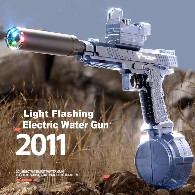 2011 Electric Water Gun With Light Flashing Pistol Summer Outdoor Pool Water Gun Continuous Firing Water Fights for Adults Kids